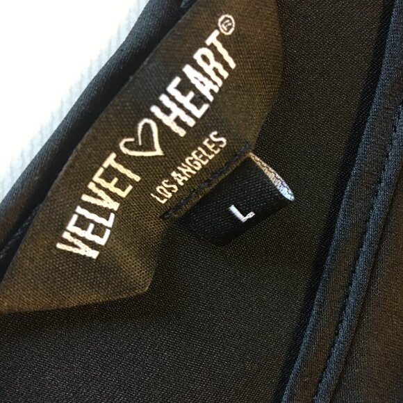 Velvet Heart Slip Dress Large Black Midi Length Minimalist Elegant Goth Glam - Picture 12 of 14